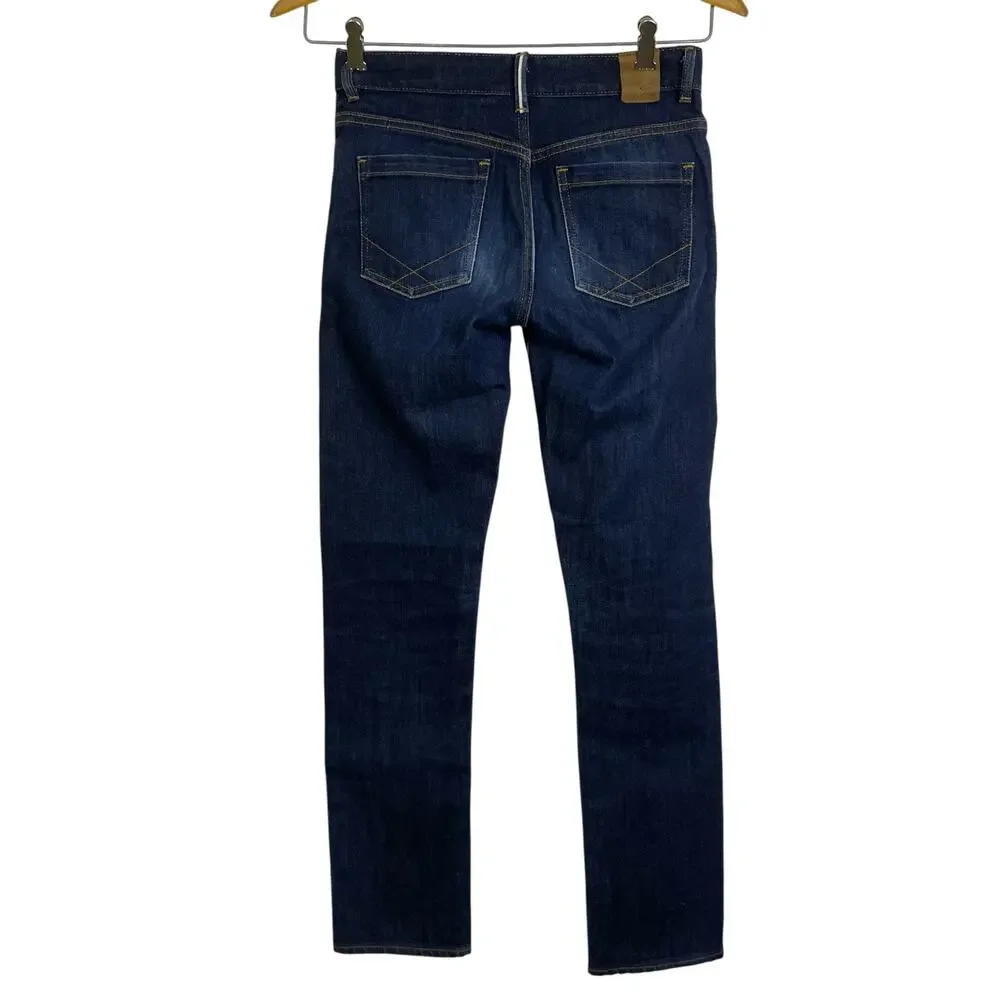 Raleigh Selvedge Straight Leg Jeans 25 Blue White Oak Cotton Stretch USA 27x28